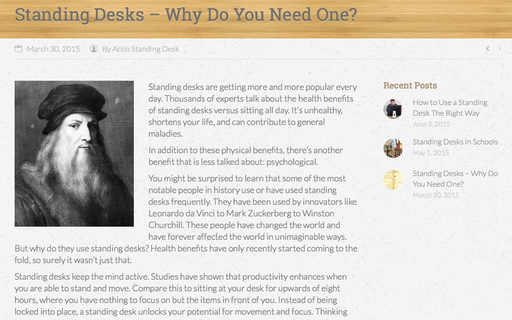 blog ideas for a standing desk company